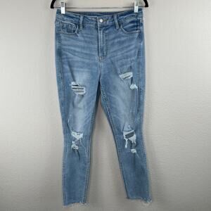 Old Navy Distressed Extra High Rise Rockstar Super Skinny Denim Ankle Jeans 10